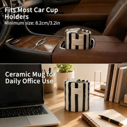 Ceramic Coffee Mug with Half Lid, 12oz To Go Coffee Mug