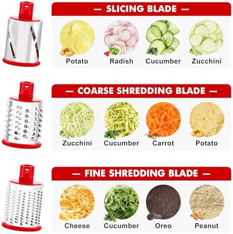 GDL Cheese Grater Hand Crank, Rotary Cheese shredder, Vegetable Slicer