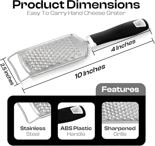 Handheld Cheese Grater & Cheese Shredder – Stainless Steel, Rust-Proof