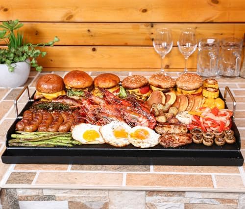 Nonstick Cast Iron Griddle, 25 x 16 in Flat Top Grill Plate