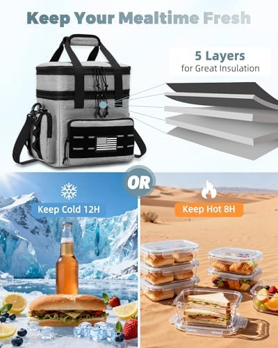 holuxer Lunch Bag & Lunch Box for Men - Tactical Large Soft