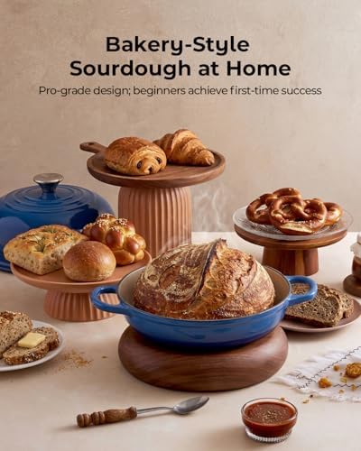 5QT Enameled Cast Iron Sourdough Bread Oven for Homemade, Blue