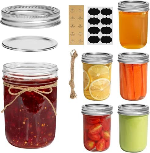 ComSaf 8 oz Mason Jars, 6 Pack Small Regular Mouth Glass Jars with Lids