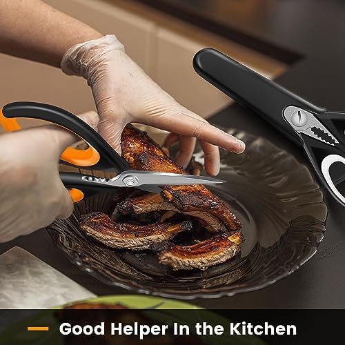2 Pack Sharp Kitchen Scissors Set with Magnetic Holder