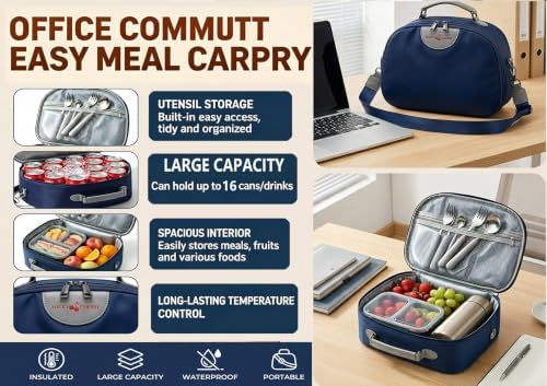 Insulated Lunch Box Lunch Bag for Women Teen Girls Teacher Mom,Soft Cooler | Large-Capacity | Water Resistant | Adjustable Strap Stylish Lunch Tote for School Office Work Travel Picnic