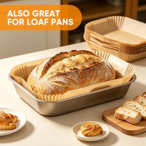 200 PCS Loaf Pan Liners for Baking Bread 9x5 Inch, Non-Stick Loaf Pan Parchment Liners, Oil Proof Air Fryer Liners Disposable, Unbleached Parchment Paper for Air Fryer Basket, Daily Baking Use, Oven