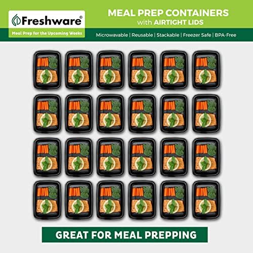 Freshware Meal Prep Containers [50 Pack] 1 Compartment Food Storage Containers with Lids, Bento Box, BPA Free, Stackable, Microwave/Dishwasher/Freezer Safe (16 oz)