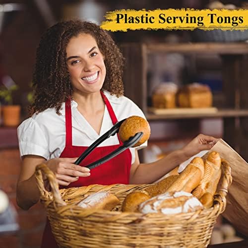 150 Pcs Plastic Tongs, 9 Inch Disposable Serving Tongs, Black