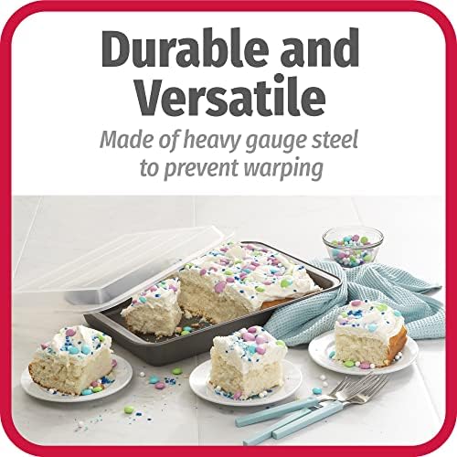 GoodCook Set of 2 Nonstick Steel 13" x 9" Cake Baking Pans with Covers,Gray,(Pack of 6)