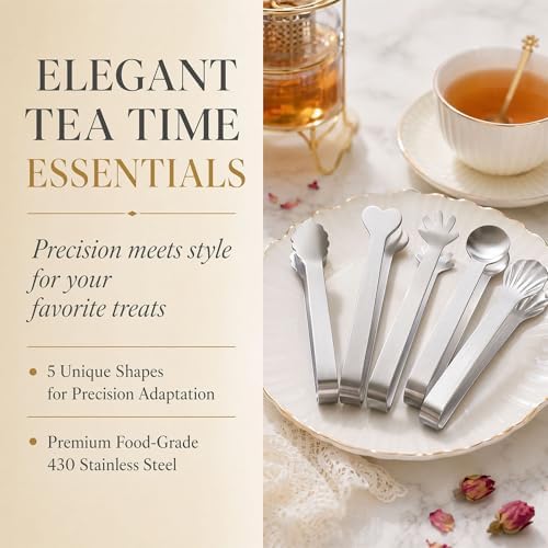 Mini Serving Tongs, 4.9 Inch, 5 Pack,Cute Unique Tiny Tongs