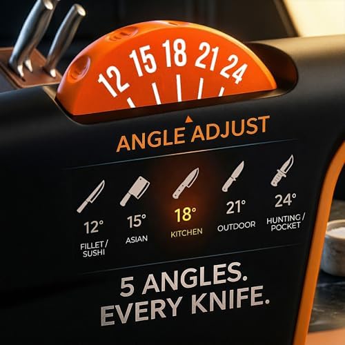 5 Precision Adjust Knife Sharpener- 3-Stage Premium Kitchen Knife Sharpener to Repair, Restore & Polish Blades by Sharp Pebble (Pack of 2)