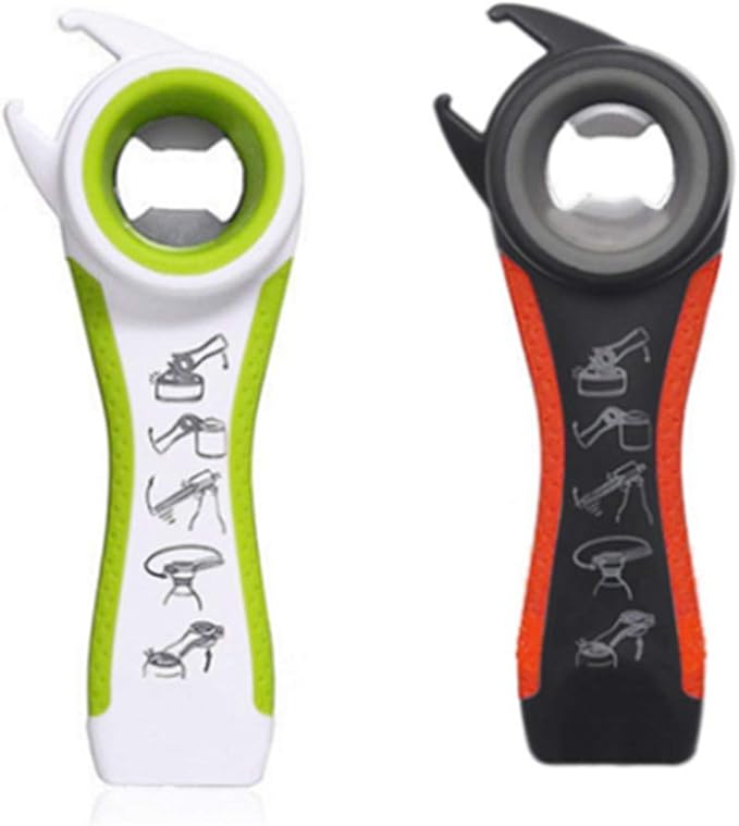 2 pcs 5 In 1 Multi Function Multi-function Can Jar Bottle Open/Tighten Bottle Jar Can Opener for Small Hands, Seniors or Anyone Who Suffers from Arthritis Good Kitchen Tool (black/white)
