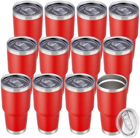 30 oz Tumbler with Lid Stainless Steel Tumblers Bulk, 12 Pack