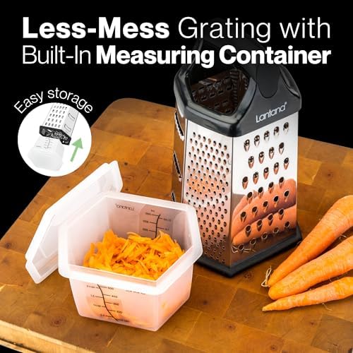 Lantana Cheese Grater with Container, Handheld Shredder, Zester (6 in 1)