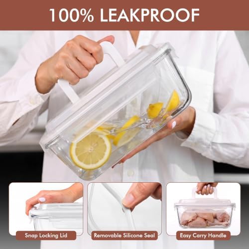 Razab 3000 ml / 102 oz Airtight Borosilicate Large Glass Container with Lid