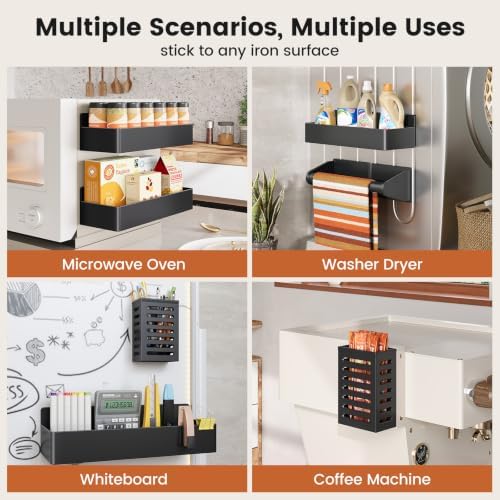 Mystozer Magnetic Spice Rack for Refrigerator Black, 5 Pack