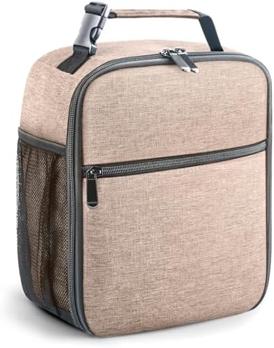 Lunch Bag for Men/Women, Reusable Lunchbox for Adult, Small Insulated Lunch box, Lunch Tote Bag for Office, Work, Picnic - Khaki