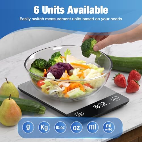 Diyife 33lb Rechargeable Digital Kitchen Scale for Cooking, 9 x 6.3inch