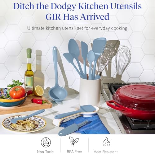 GIR: Get It Right 10-Piece Spatula Set & Silicone Utensils for Kitchen - Slate - Heat Resistant to 425°F - Dishwasher Friendly - Includes Ladle, Whisk, Potato Peeler & Kitchen Spoons