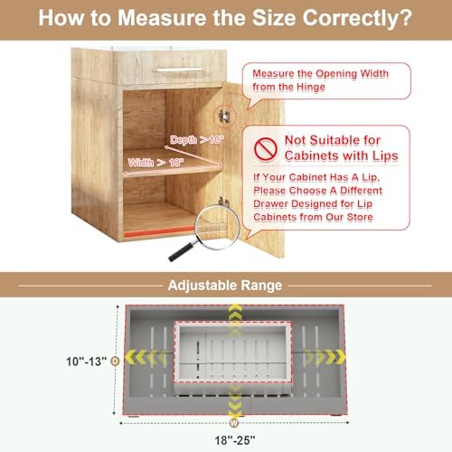 Fokyfok Pull out Cabinet Organizer,18"-25"W,10"-13"D,Expandable,Adhesive
