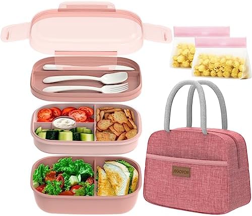 JBGOYON Leakproof Bento Box & Insulated Lunch Bag Set for School and Work