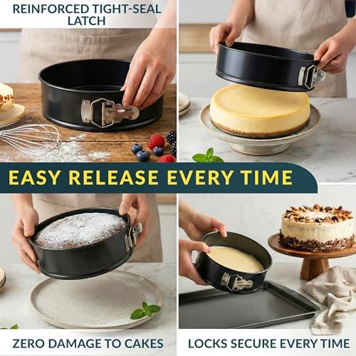 Springform Pan Set of 3, Nonstick Cheesecake Pans 4/7/9" Carbon Steel