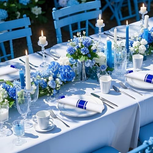 400PCS Pre Rolled Blue Plastic Silverware Set Heavy Duty for Wedding