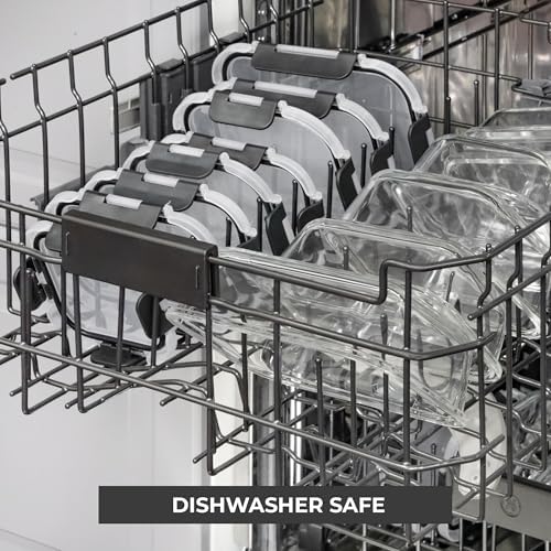 Freshware Glass StorageContainers with Lids, 24 Pieces, 12 Containers with 12 Lids, Glass Meal Prep Container for Lunch, Food StorageContainers, Leak Proof, Freezer Safe, Gray, (Pack of 2)