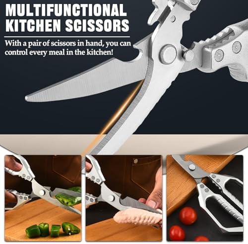 2 Pcs Kitchen Scissors for Food Japanese, Japanese Stainless Steel Kitchen Shears for Food, Meat Scissors for Chicken Wing/Bone, Meat, Quail, Fish, Turkey, Vegetables - Poultry Shears