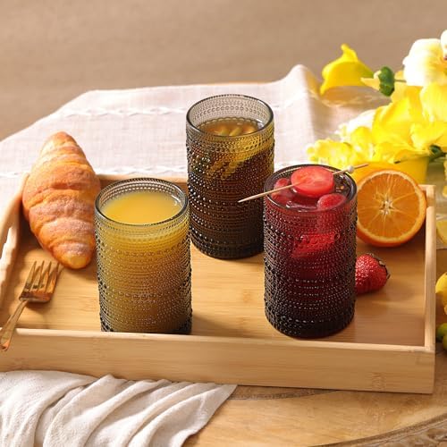 Moretoes 15oz Gray Hobnail Drinking Glasses Set of 6