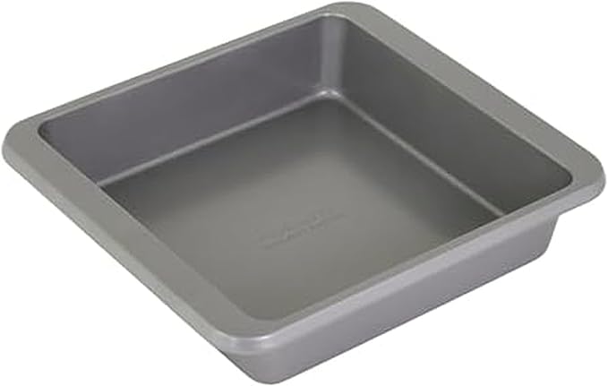 KitchenAid Nonstick Swiss Engineered Aluminized Steel Square Cake Pan, Dishwasher Safe, Contour Silver, 9 Inch