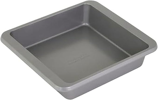 KitchenAid Nonstick Swiss Engineered Aluminized Steel Square Cake Pan, Dishwasher Safe, Contour Silver, 9 Inch