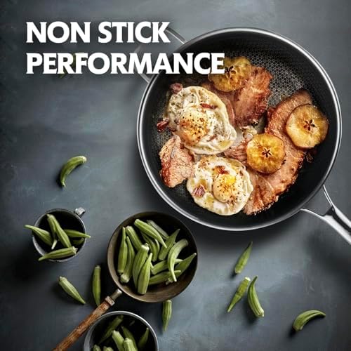 DOTCLAD 3-Piece Hybrid Stainless Steel Cookware Set-12 Inch Wok with Lid,10 Inch Frying Pan,12 Inch Skillet with Lid-Non Stick,PFOA Free,Dishwasher&Oven Safe,Induction Compatible,Cookware Set.
