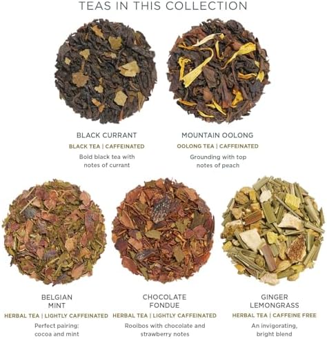 Tea Forte Tea Sampler, 20 Pyramid Infuser Bags, Premium Tea Gift Set