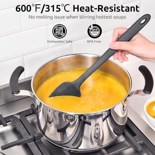 U-Taste 14" Long Silicone Spoonula, 600°F High Temp Spoon Spatula, Black