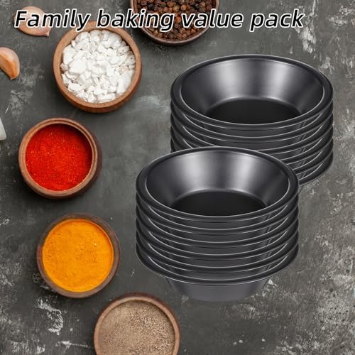 12 Pack Mini Pie Pans, 5 Inch Reusable Round Pie Tins Nonstick Small Pie Pans, Carbon Steel Round Pie Tins Small Metal Bakeware for Baking Pot Pies Cakes Quiches Tarts Desserts