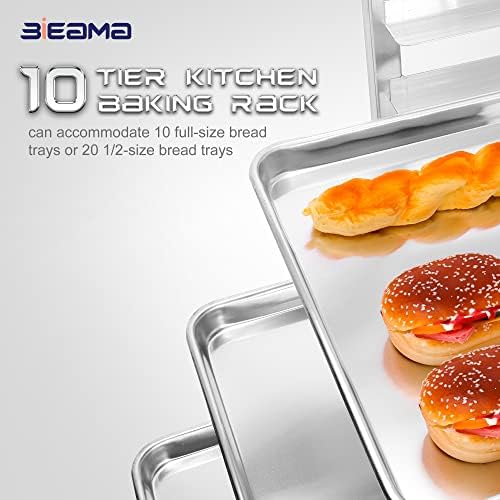 BIEAMA 10-Tier Full Size Sheet Pan Rack, NSF Aluminum Bun Pan Rack