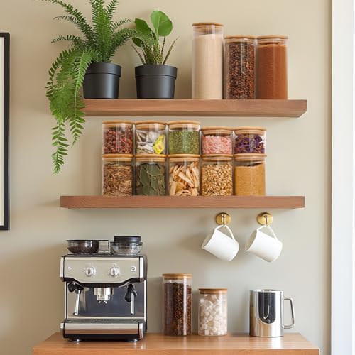 ComSaf Glass Storage Containers with Lids 0.8 Qt, 6 Pack Small Glass Jars