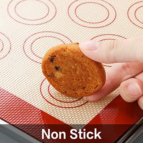 Stainless Steel Baking Sheet Tray Cooling Rack with Silicone Baking Mat Set, Cookie Pan with Cooling Rack, Set of 6 (2 Sheets + 2 Racks + 2 Mats), Size 16 x 12 x 1 Inch, Easy Clean (Pack of 2)