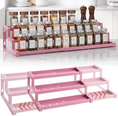 Expandable Spice Rack Organizer for Cabinet, Supports 17.6 lbs Per Tier