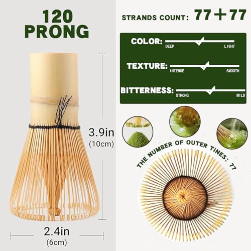 Matcha Whisk, Handcrafted Bamboo Whisk for Matcha Powder (Yellow)
