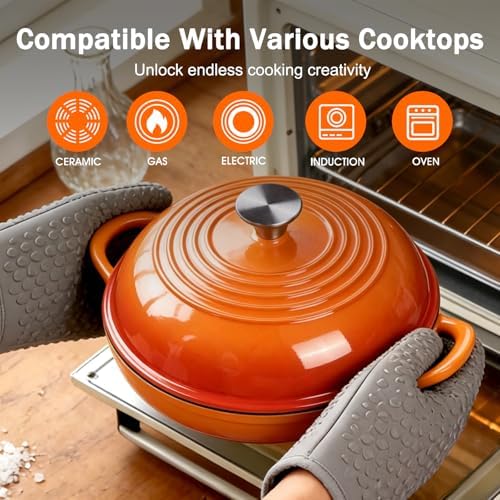 6 QT Enameled Cast Iron Round Bread Oven, Sourdough Dutch Oven