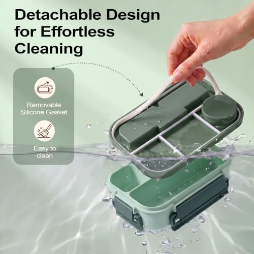 Bento Box Adult Lunch Box, Lunch Containers for Adults 44.5 Oz/5 Cup, Green
