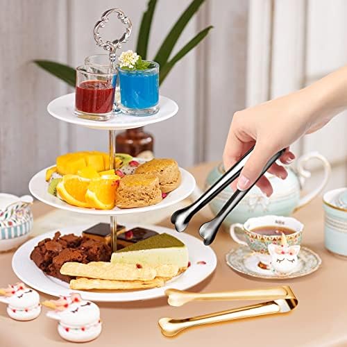 18 Pack Premium Small Serving Tongs, Mini Stainless Steel Appetizer Tongs 4.33Inch Gold