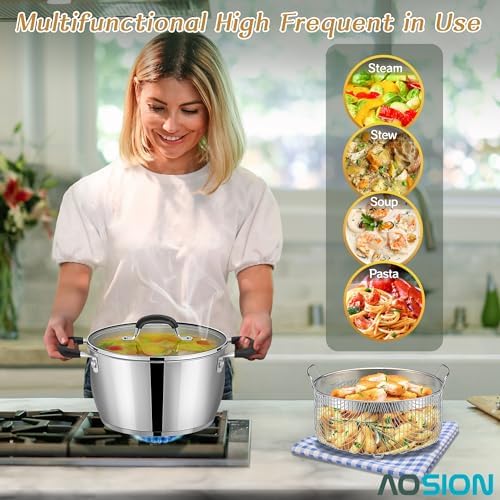 6 Quart Deep Fryer Pot with Basket, Stainless Steel Frying Pot