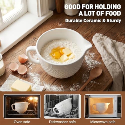 COFUN Ceramic Mixer Bowl for KitchenAid 4.5-5 Qt Tilt-Head Stand Mixers