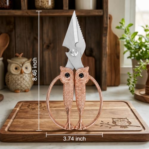 XSNBRD Kitchen Shears Heavy Duty, Rose Gold Stainless Owl Scissors Large