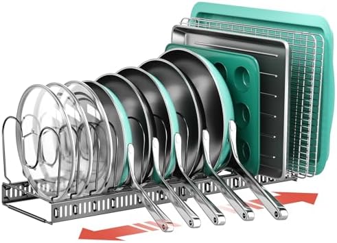 ORDORA Pots and Pans Organizer under Cabinet, 11.8-22.8" 14 Dividers Black