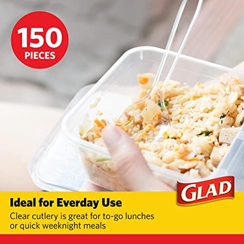 Glad Clear Disposable Plastic Cutlery Set, 150 Count Family Size