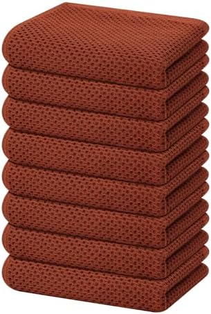 Homaxy 100% Cotton Waffle Weave Kitchen Dish Towels 8-Pack, Rust